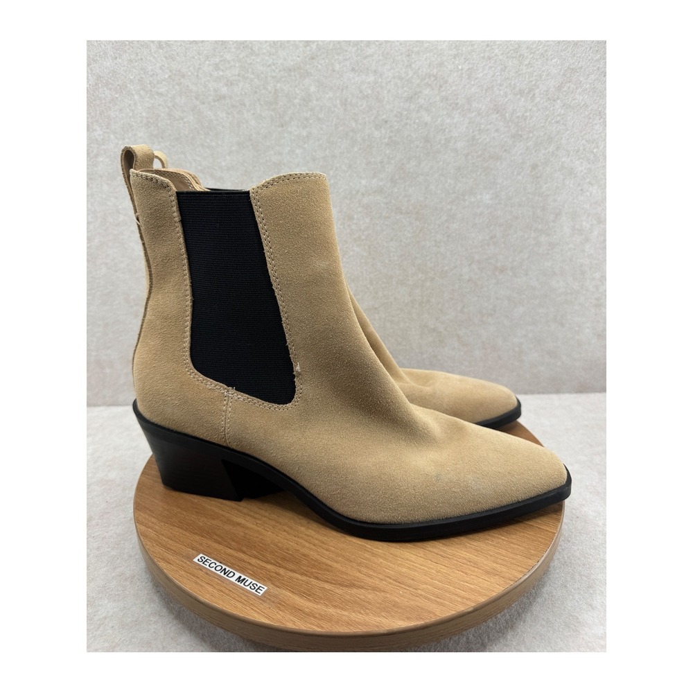 Open‎ Edit Suede Ankle Chelsea Boots 11 Tan Pointed Toe Western Boho Minimalist